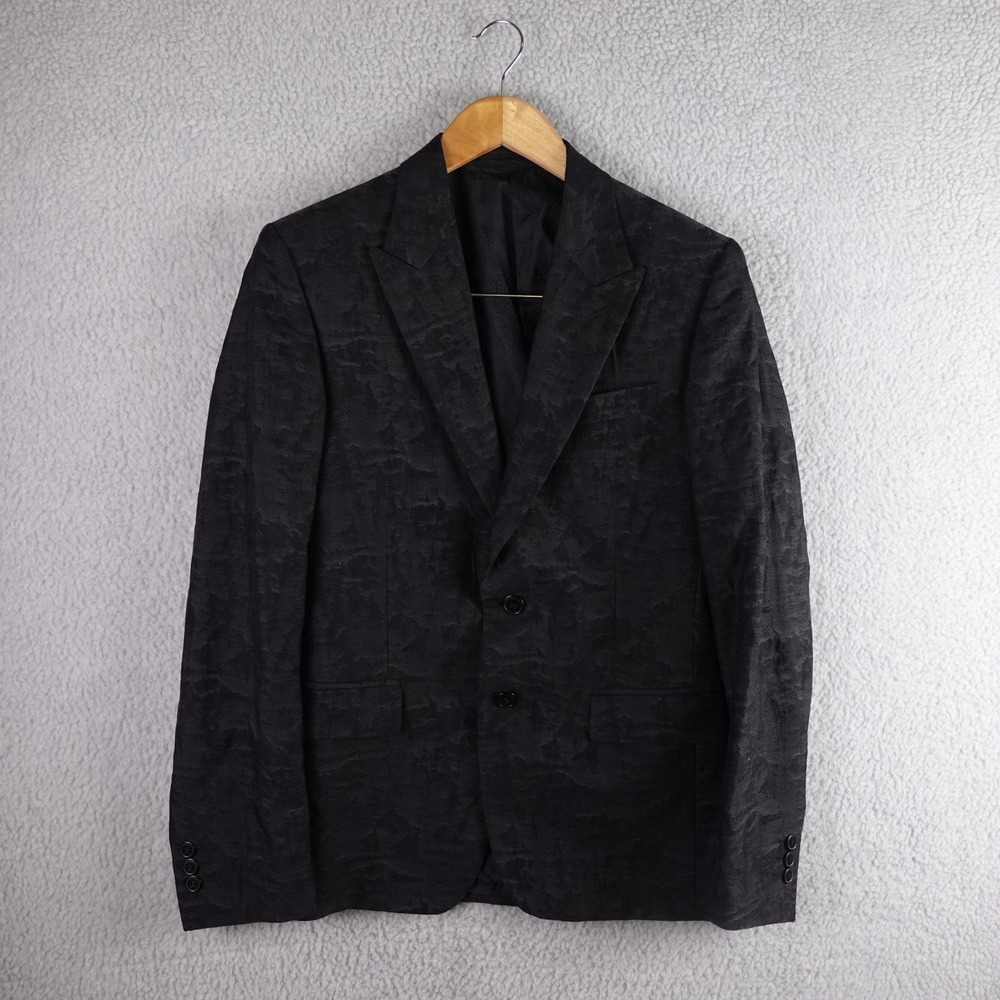 Versace Collection Mens Black Jacquard Two Button Blazer Jacket Size 44 IT